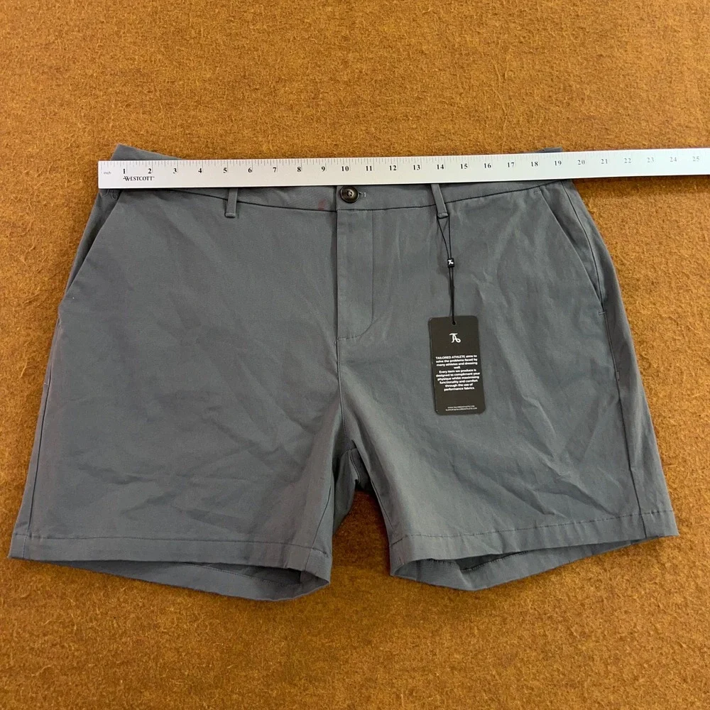 Tailored Athlete Mens 38 Gray Performance Stretch Cotton Chino Shorts NWT *Flaw